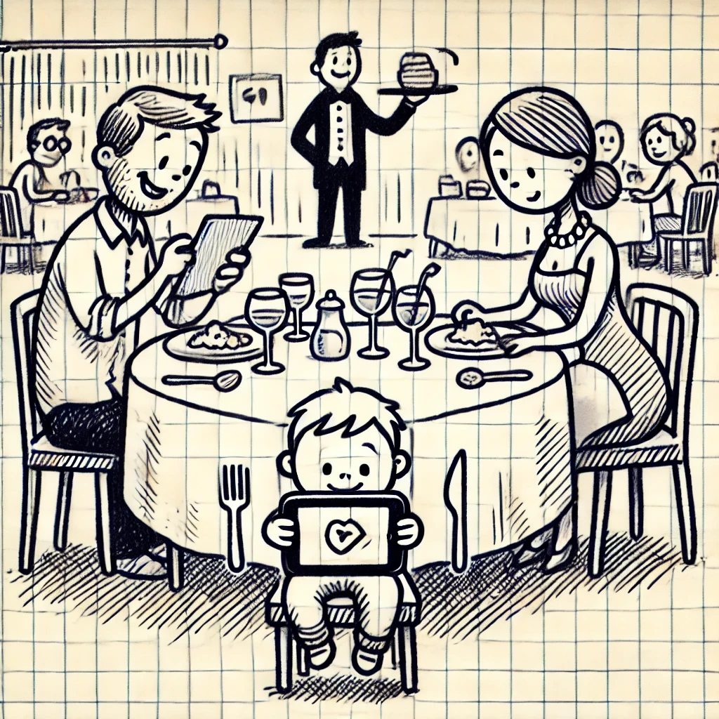 Družina v restavraciji